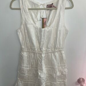 White Sleeveless Dress with Polka Dot Texture